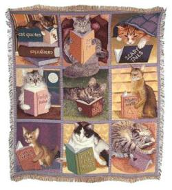 Cats With Books Tapestry Throw